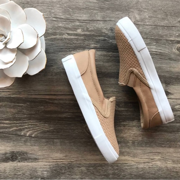Tan Slip On Perforated Comfy Sneakers - Picture 7 of 8